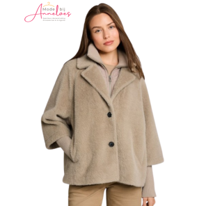 Tom Tailor Cosy Cape winterjas 1051134 - soft taupe
